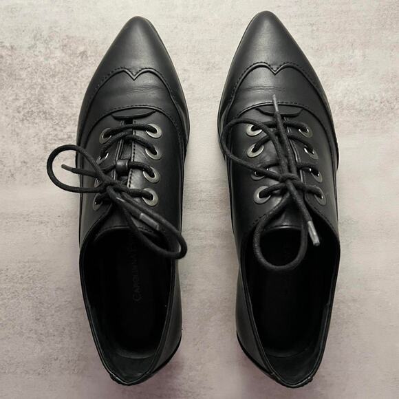 Carolinna Espinosa Black Leather Chunky Oxford Shoes 6.5M Grunge Academia - Picture 2 of 8